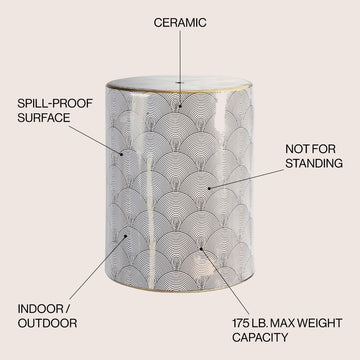 Fish Scale 17" Modern Ceramic Garden Stool - JONATHAN Y